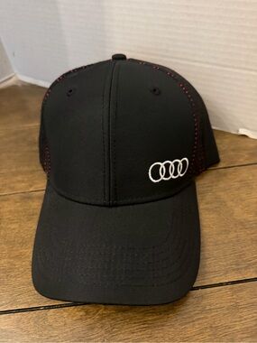 Black Audi Baseball Cap with White Logo